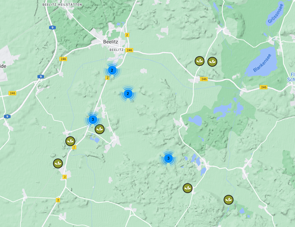 interaktive Karte vom Netzwerk Blühende Landschaft